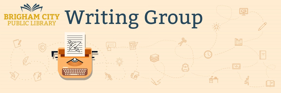 banner with a typewriter image and the words "writing group"